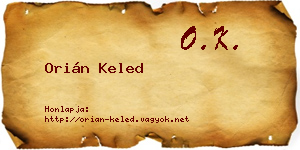 Orián Keled névjegykártya